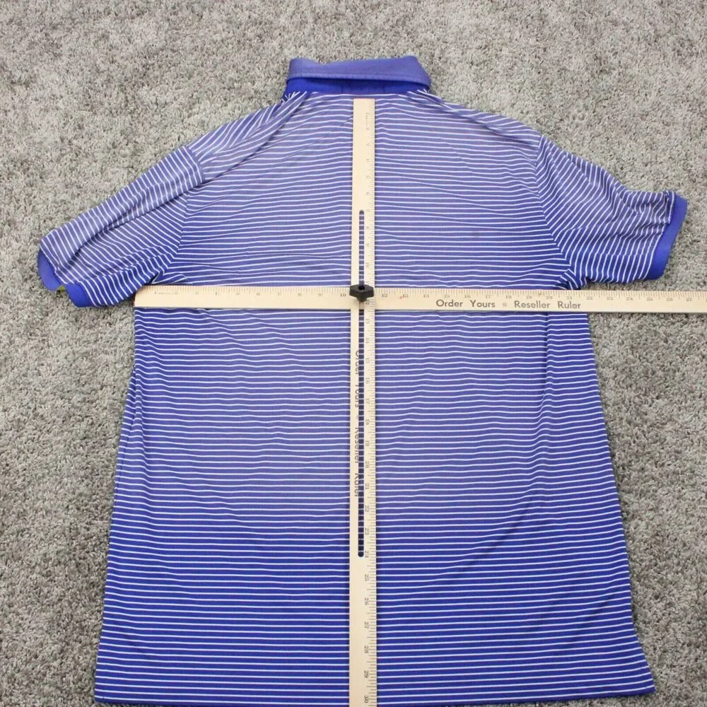 RLX Ralph Lauren Stripe Polo Shirt Mens XL Blue Golf